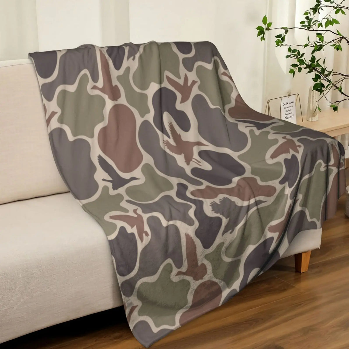 Vintage Duck Camo Blanket Retro Hunting Style Camouflage Throw for hunters outdoor Car Travel Home Gift for Men Women Adults