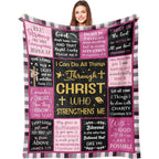 [Summer Sale Deals] Christian Bible Verse Blanket for Women Men, Inspirational Religious Gift for Him Her, 100% Polyester Flannel Blanket, One-Sided Print