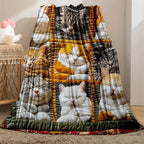 Cat Pattern Flannel Blanket, 1 Count Soft Comfortable Cozy Graphic Throw Blanket with Storage Bag, Air-conditioned Room Blanket, Warm Nap Blanket for Home Office Travel, Cozy Blankets