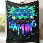 Gamepad Pattern Flannel with Storage Bag, 1 Count Soft Throw Blanket for Sofa, Bed, Couch, Warm & Comfortable Blanket for Home, Travel, Camping, Office, Flannel Throw Blankets, Lightweight Flannel Blanket, Soft Blankets and Throws