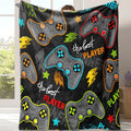 Gamepad Pattern Flannel with Storage Bag, 1 Count Soft Throw Blanket for Sofa, Bed, Couch, Warm & Comfortable Blanket for Home, Travel, Camping, Office, Flannel Throw Blankets, Lightweight Flannel Blanket, Soft Blankets and Throws