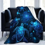 Soft Plush Warm Turtle Print Flannel Animal Blanket - Ideal for Sofas & Beds, Perfect Gift for Family & Self, Multiple Sizes Available, Soft Blankets