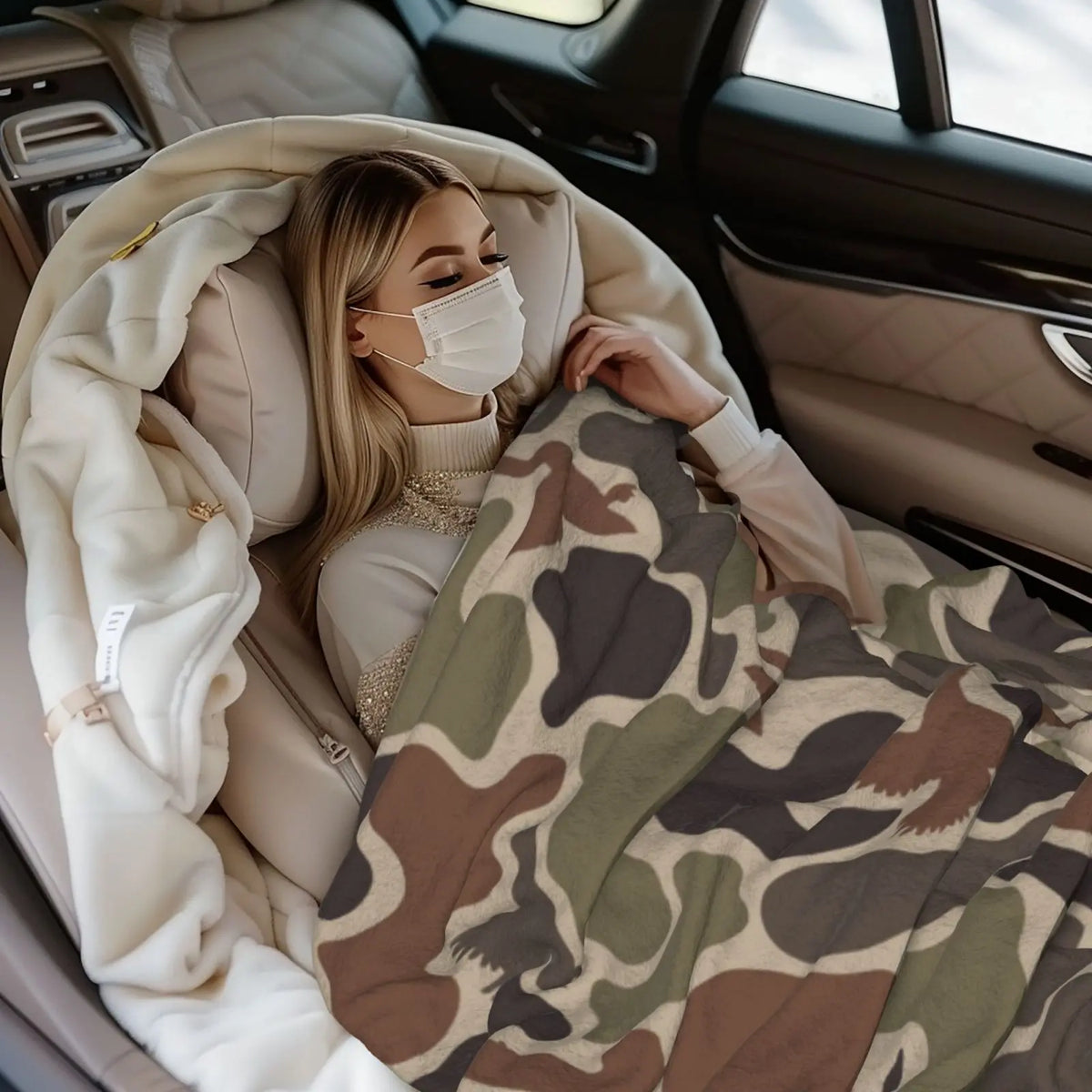 Vintage Duck Camo Blanket Retro Hunting Style Camouflage Throw for hunters outdoor Car Travel Home Gift for Men Women Adults