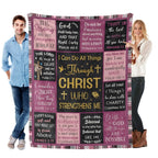 [Summer Sale Deals] Christian Bible Verse Blanket for Women Men, Inspirational Religious Gift for Him Her, 100% Polyester Flannel Blanket, One-Sided Print