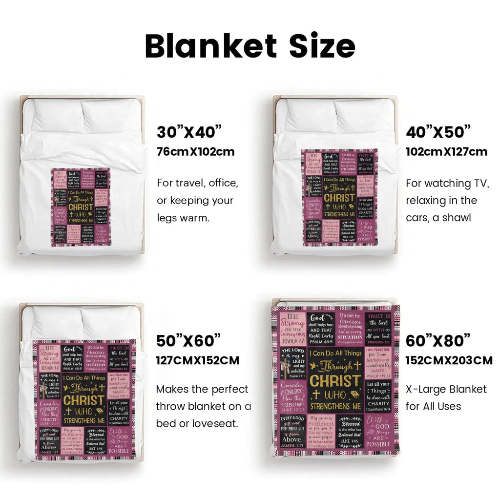 [Summer Sale Deals] Christian Bible Verse Blanket for Women Men, Inspirational Religious Gift for Him Her, 100% Polyester Flannel Blanket, One-Sided Print