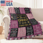 [Summer Sale Deals] Christian Bible Verse Blanket for Women Men, Inspirational Religious Gift for Him Her, 100% Polyester Flannel Blanket, One-Sided Print